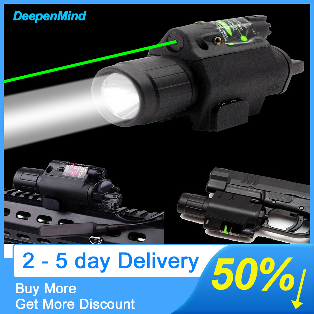 Tactical Gun Light & Laser combo Flashlight Red Dot Laser Sight Scope Rail Mount 