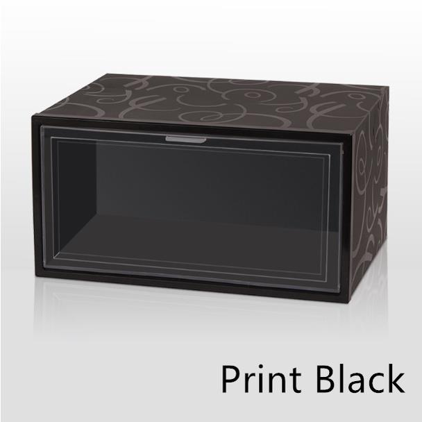 3PCS ShoeBox Print Black Extra Large Shoe Rack Shoe Box Foldable izer Flip open Storage Boxes