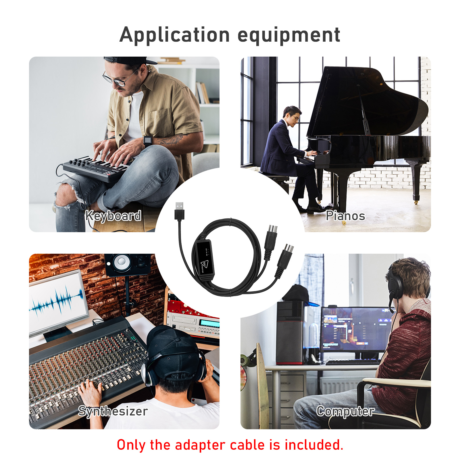 IVU CREATOR Universal MIDI Cable 5 Pin MIDI to USB Cable Converter Adapter Compatible with Various OS