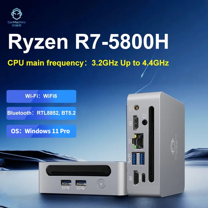 Mini PC Ryzen 9 5900HX Windows 11 DDR4 Max 64GB 3.2GHz Up to 4.6GHz WIFI6  Mini