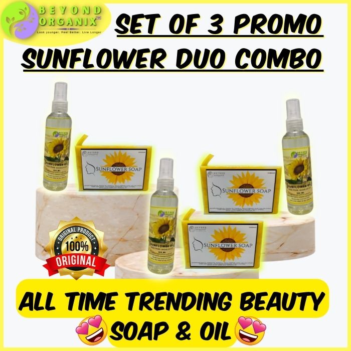 Bundle Promo COMBO Sunflower Oil & Soap DUO 100 Pure (Beauty Skin care, whitening, skin health