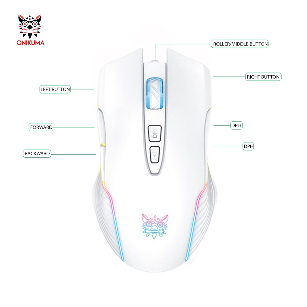 Onikuma CW905 Wired RGB Gaming Mouse USB Optical Computer Mice with RGB