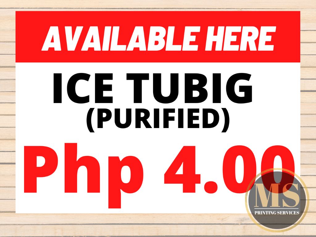 Ice Yelo Ice Tubig Purified Signage (Laminated A4 Size) | Lazada PH