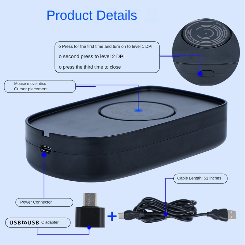 Jiggler USB Mouse Mover Mouse Mouse Movement Simulator with ON/OFF Switch for Computer Awakening, Keeps PC Active