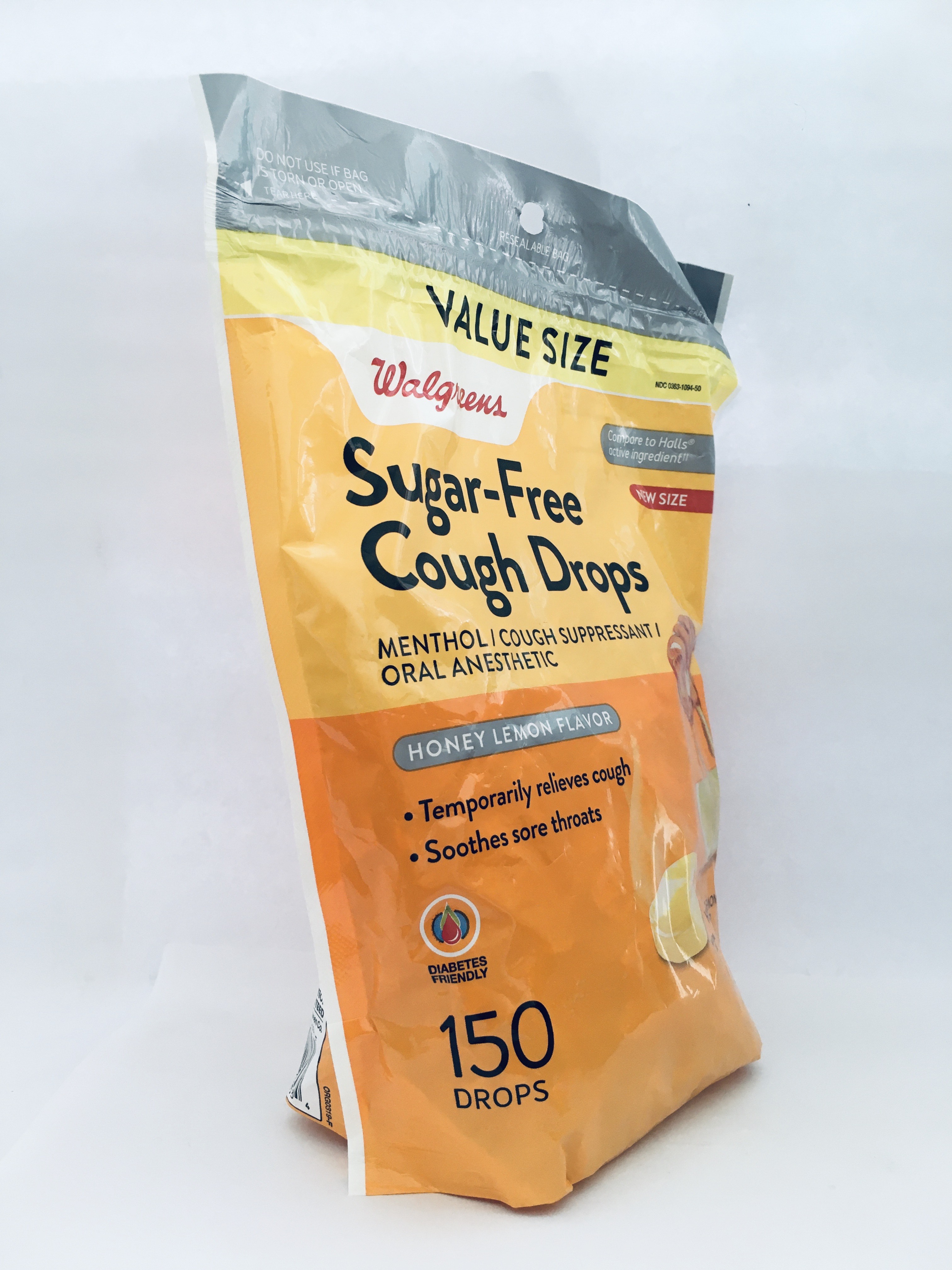 Walgreens Sugar Free Cough Drops Honey Lemon 150 drops Expiry date 4