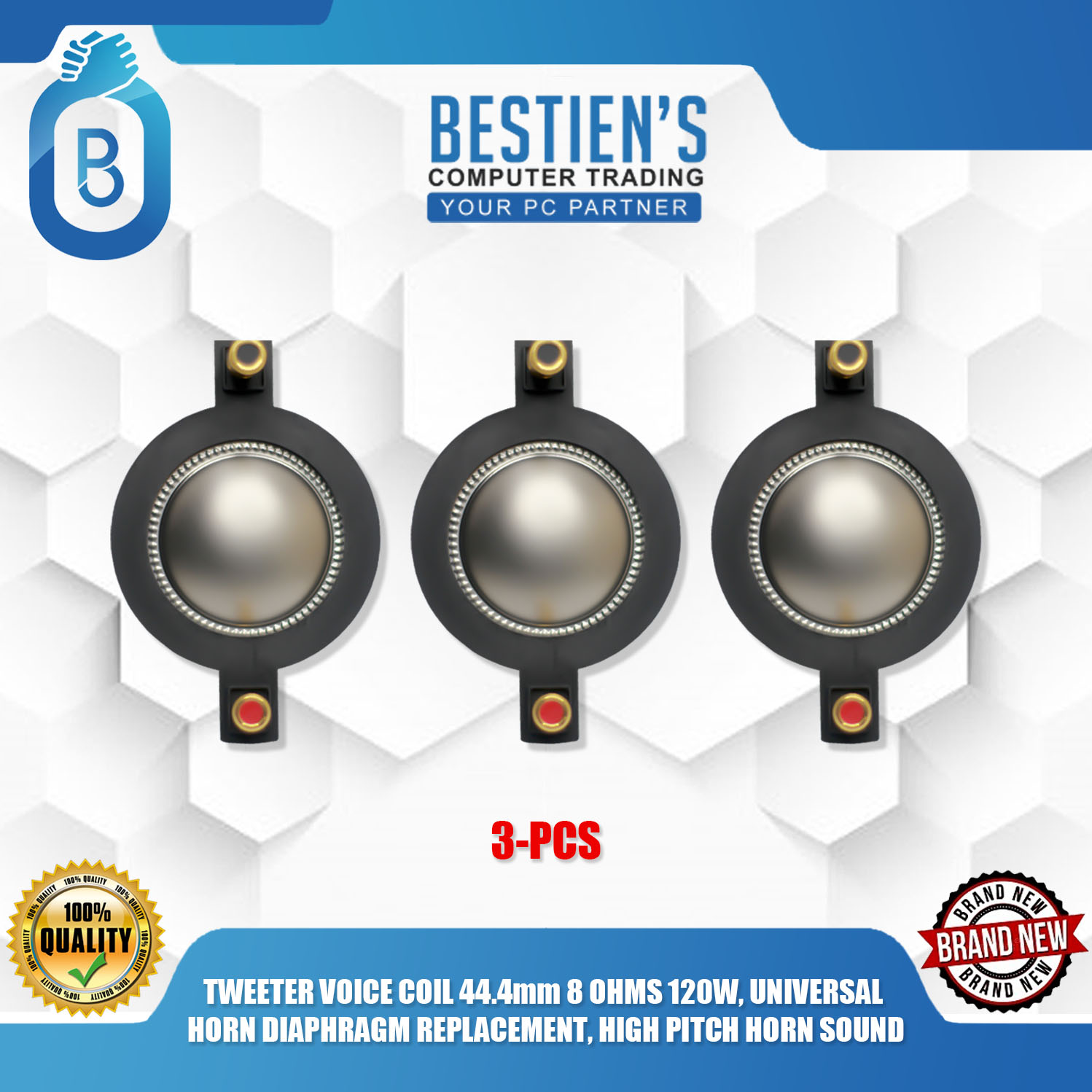 TWEETER VOICE COIL 44.4mm 8 OHMS 120W, UNIVERSAL HORN DIAPHRAGM