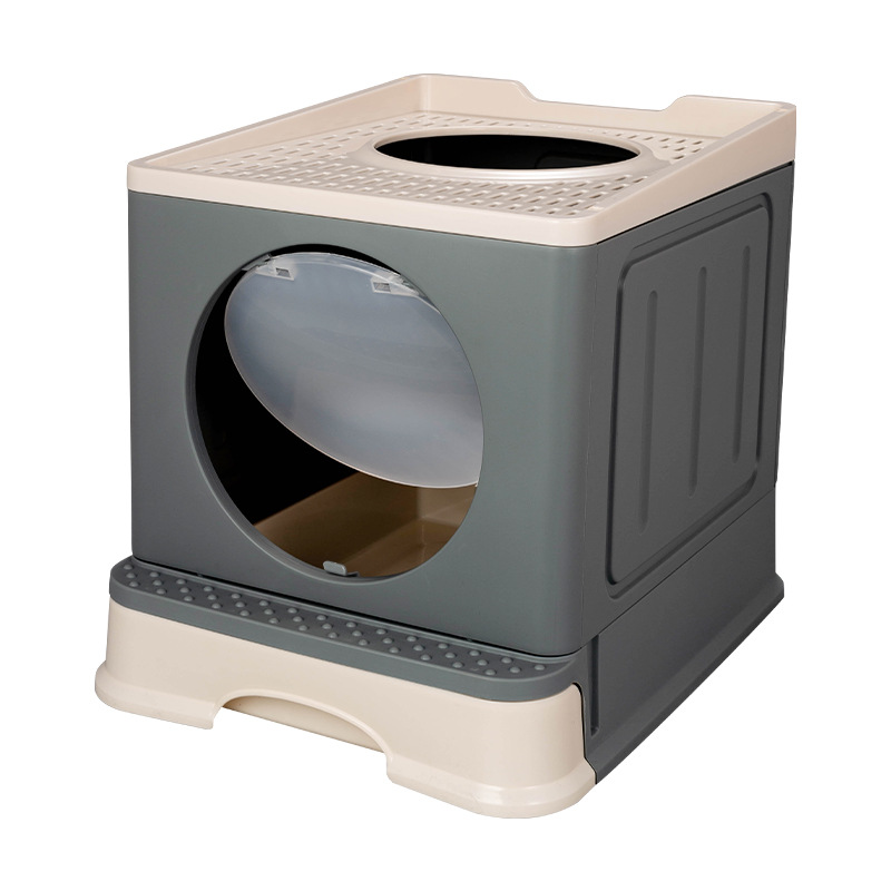Foldable Cat Litter Box，Cat Foldable Litter Basin Fully Closed Drawer