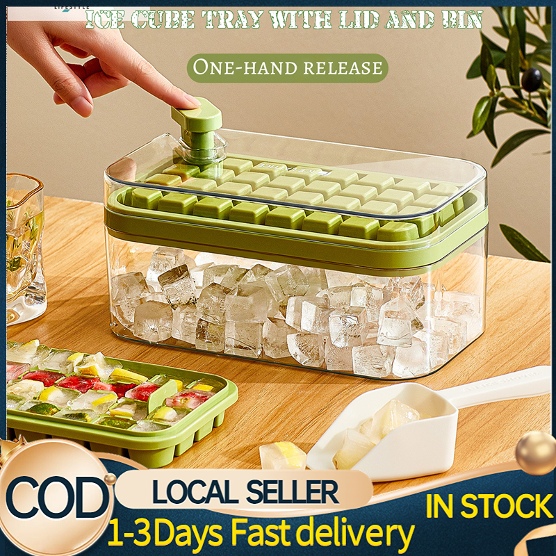 Shop Ice Lattice Ice Cube Tray With Lid And Bin 2 Pack Ice Cube