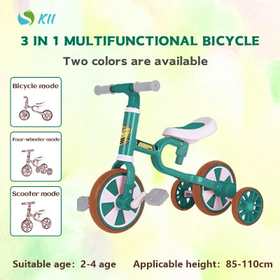 3 IN 1 Kids Bike 3 Wheel Bike for Kids Boys Girls with Detachable Pedal and Training Wheel for 2 3 4 years old