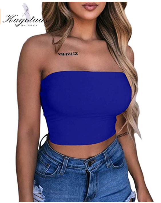 Women Off Shoulder Elastic Tube Tops Bra Blouse Strapless Bandeau