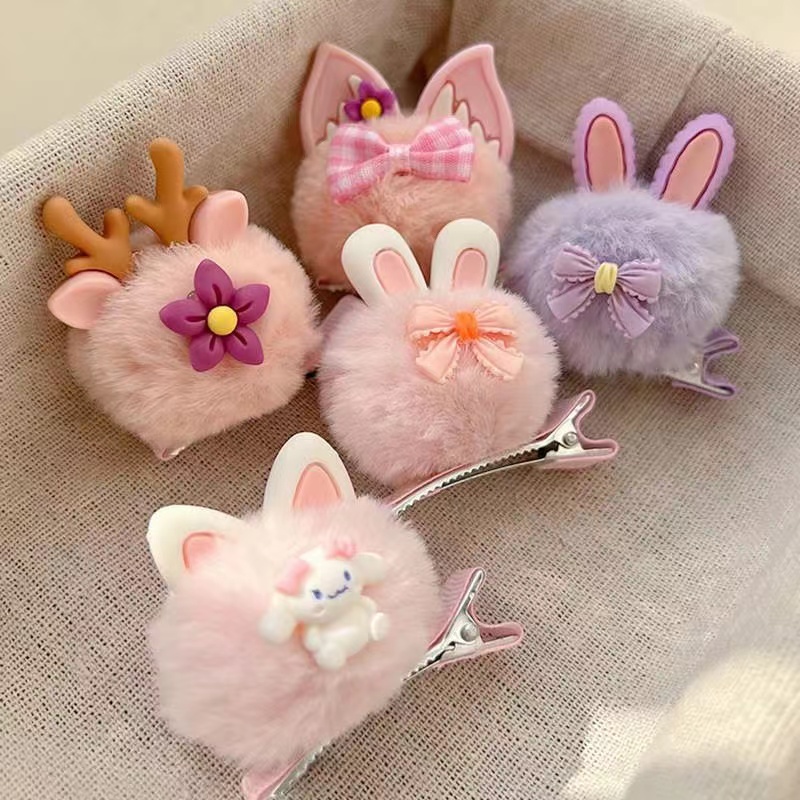 Sweet sisters hairpins small plush fox ear hair card female sweet