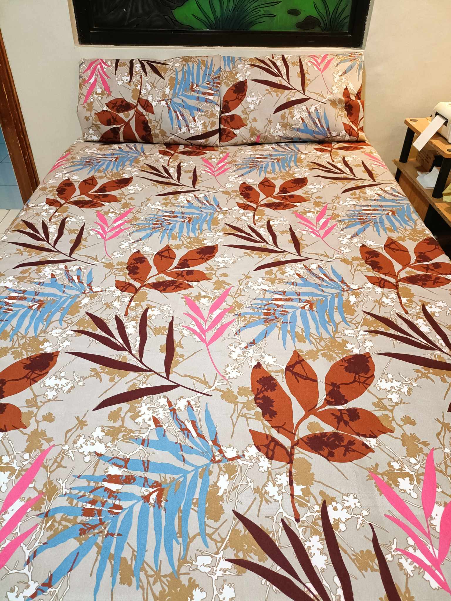 Tropical Brown Bedsheets 3 in 1 Set 100 Premium Canadian Cotton