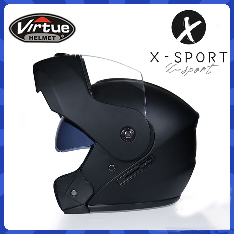 Virtue Motorcycle Helmet Full Face Helmet Double Visor Flip With ICC