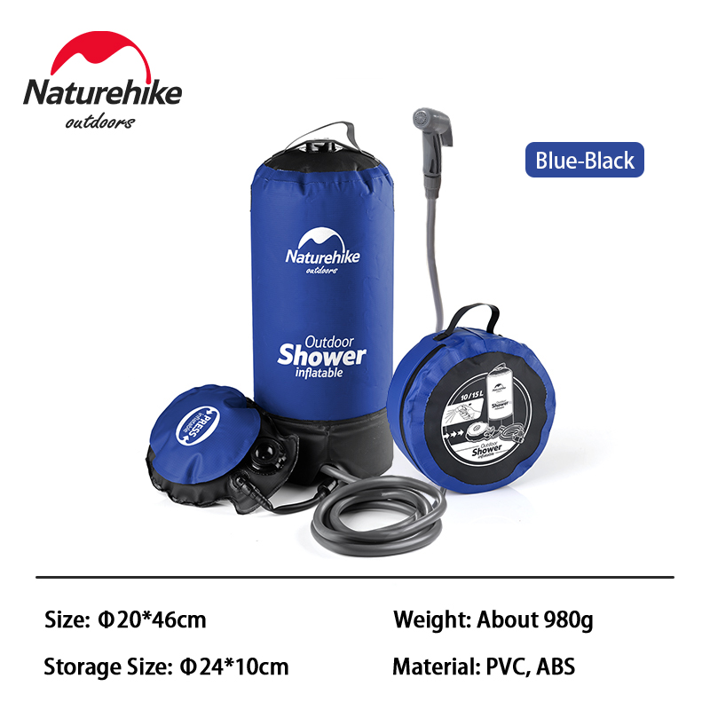 Naturehike Outdoor Inflatable Shower Pressure Shower Water Bag Portable Camping Shower Washing ...