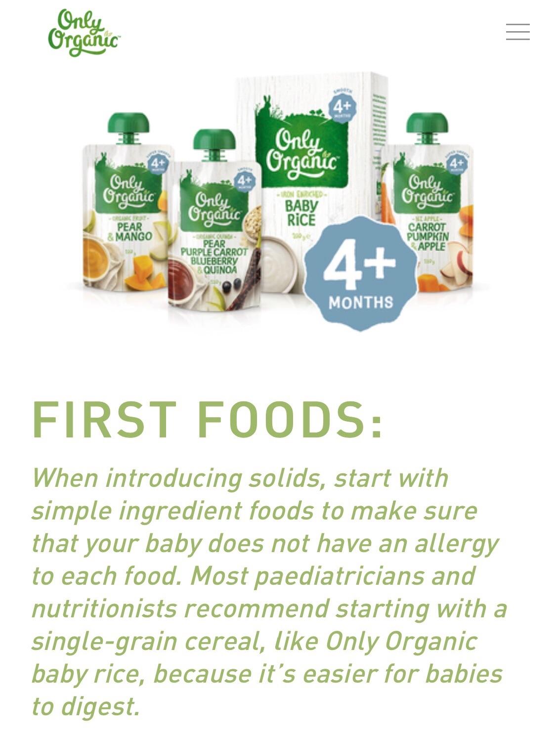 only organic rice cereal