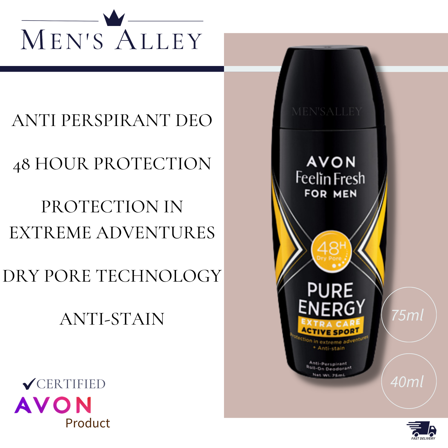 Avon Feelin Fresh Anti Perspirant Roll On Deodorant For Men 75ml