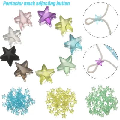 50/100PCS Colorful Anti Slip DIY Silicone Drawstrings Toggles Non Slip Stopper Lanyard Buckle Five-Pointed Star Pentagram Cord Locks