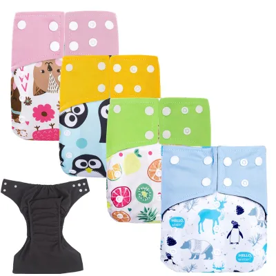 Cloth Diaper 1 Set With Bamboo Charcoal Inserts In Stocks