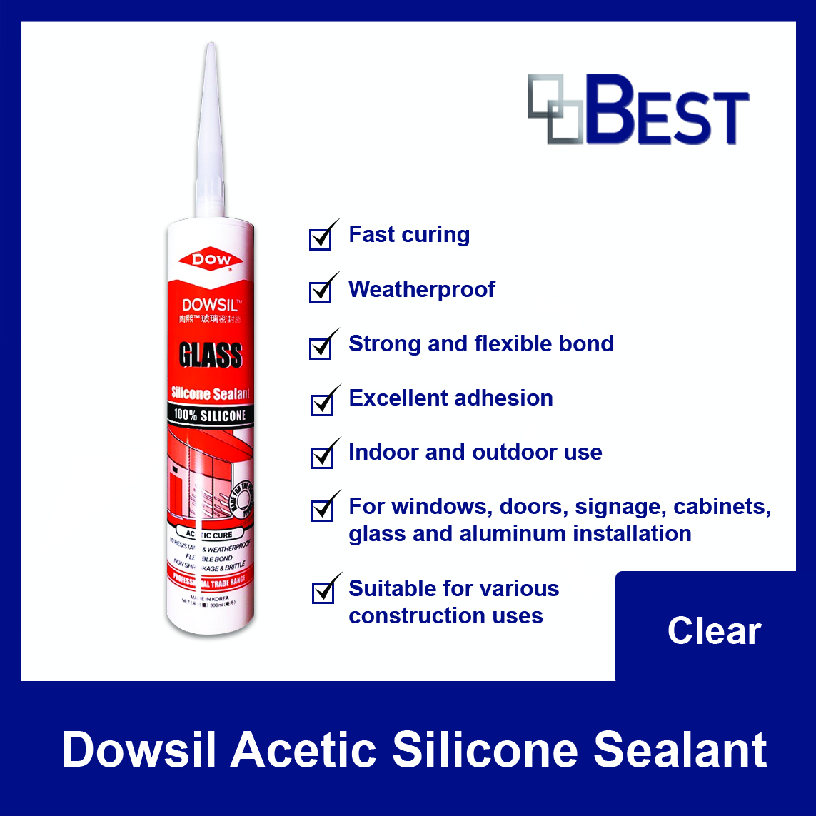 Dowsil (100% Authentic) Acetic Glass Sealant 100% Silicone Dow Corning ...