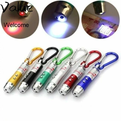 Value 3in1 Red Laser Pointer Pen Light Torch Flashlight keychain blue light