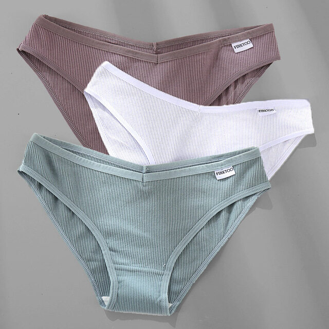 FINETOO 3PCS Lady Cotton Panties Female Underpants Panties for