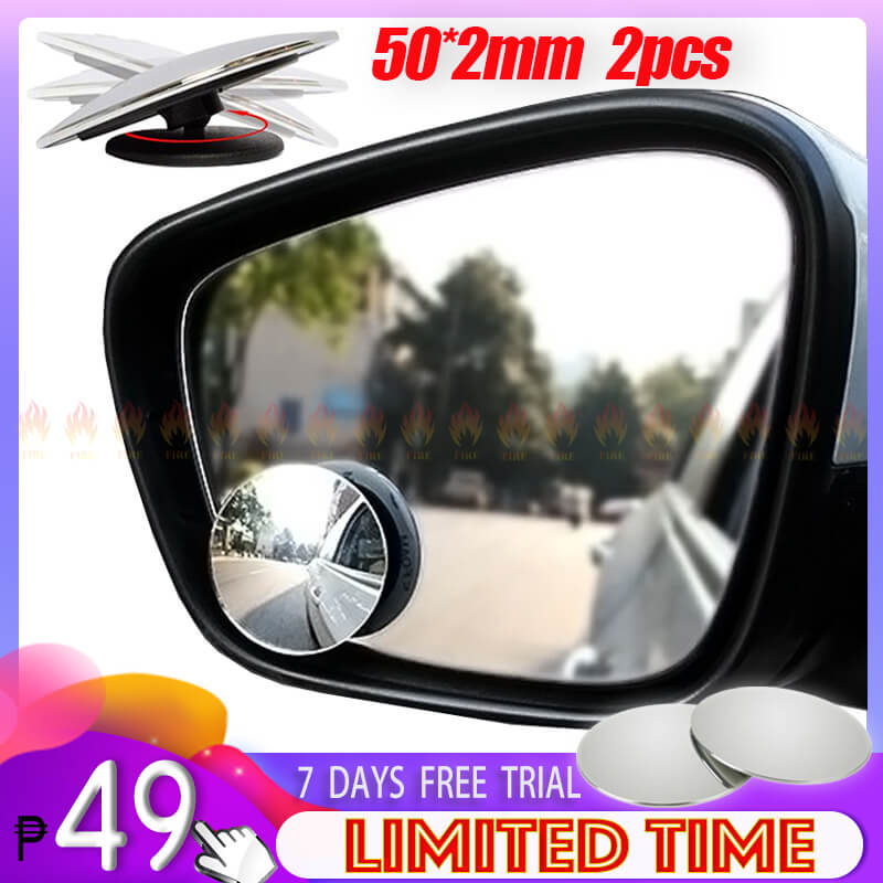 2pcs Black 50mm 360 Rotation Adjustable Car Suv Truck Blind Spot Side Mirror 