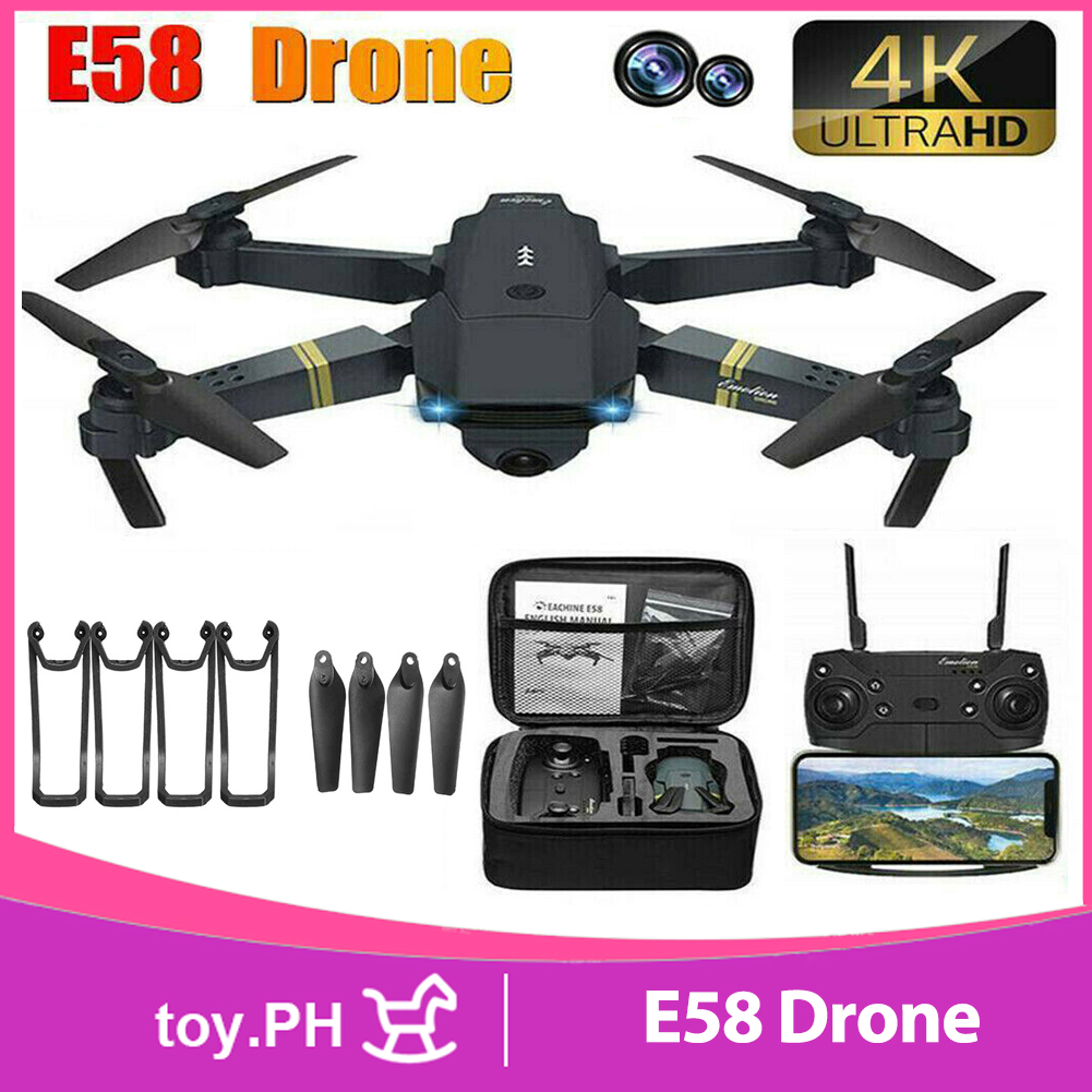 Original E58 Mini Drone HD Foldable Wifi FPV 2.4GHz 6-Axis RC 4 Channels Aircraft Drone Helicopter Toy Easy Adjust Frequency Drone With Camera And Video Hd Original Wifi Foldable E58 Drone
