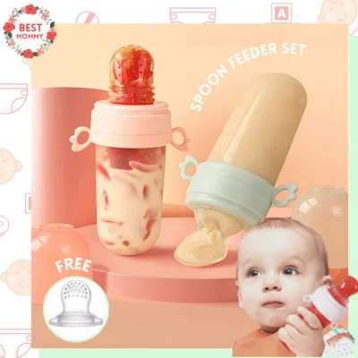 Bestmommy Infant Baby Kids Silicone Spoon Feeder with Free Fruit Pacifier Nipple Babeis Essential 90ml