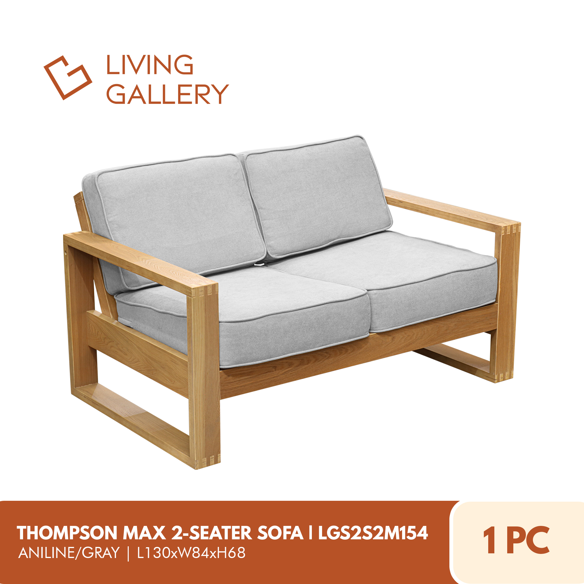 Living Gallery Thompson Max 2Seater Sofa Polyester Fabric Durable