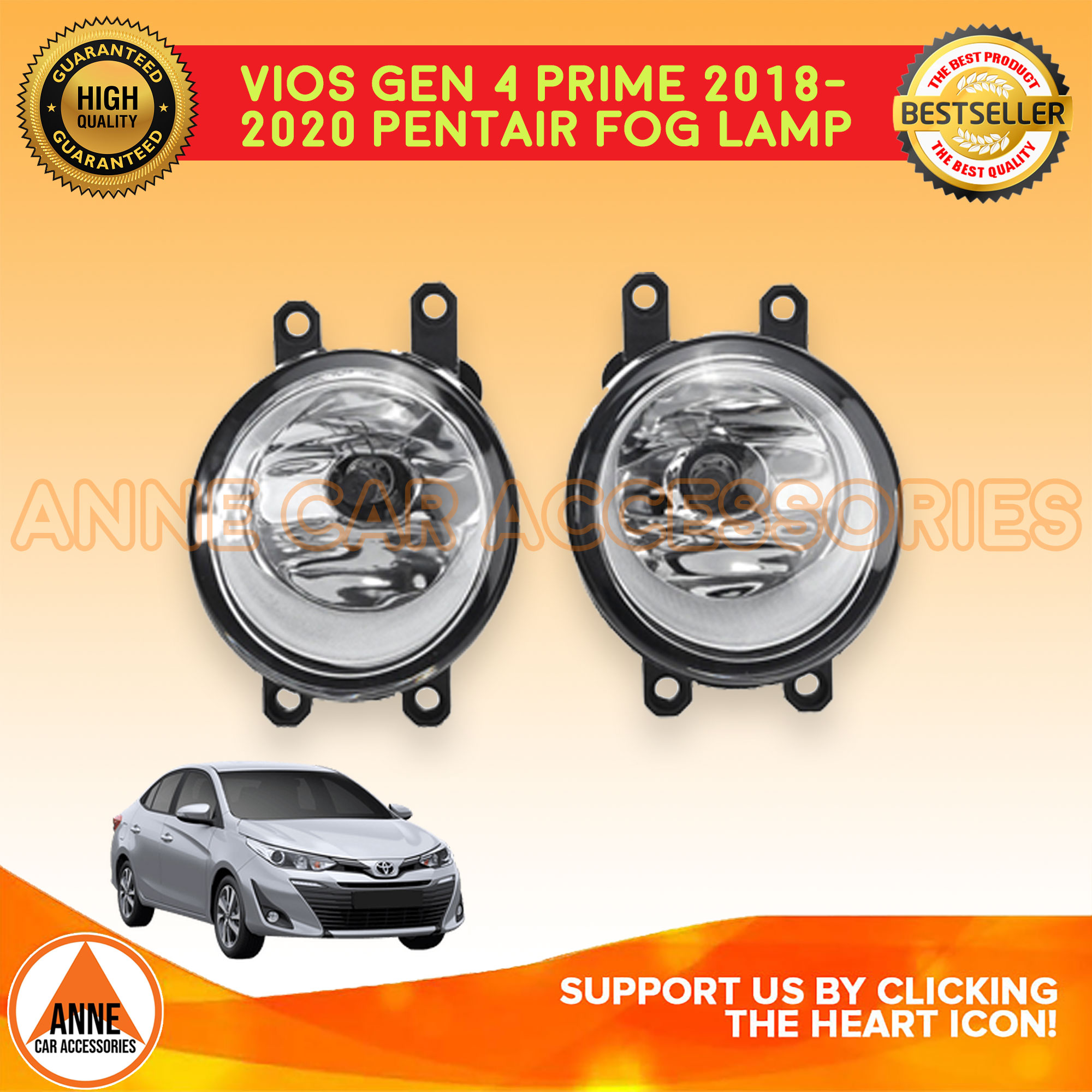 Pentair Foglamp Set Toyota Vios Prime 2018 Aug 2019 2020 Yaris 2018 2019 2020 Waterproof Fog 6464