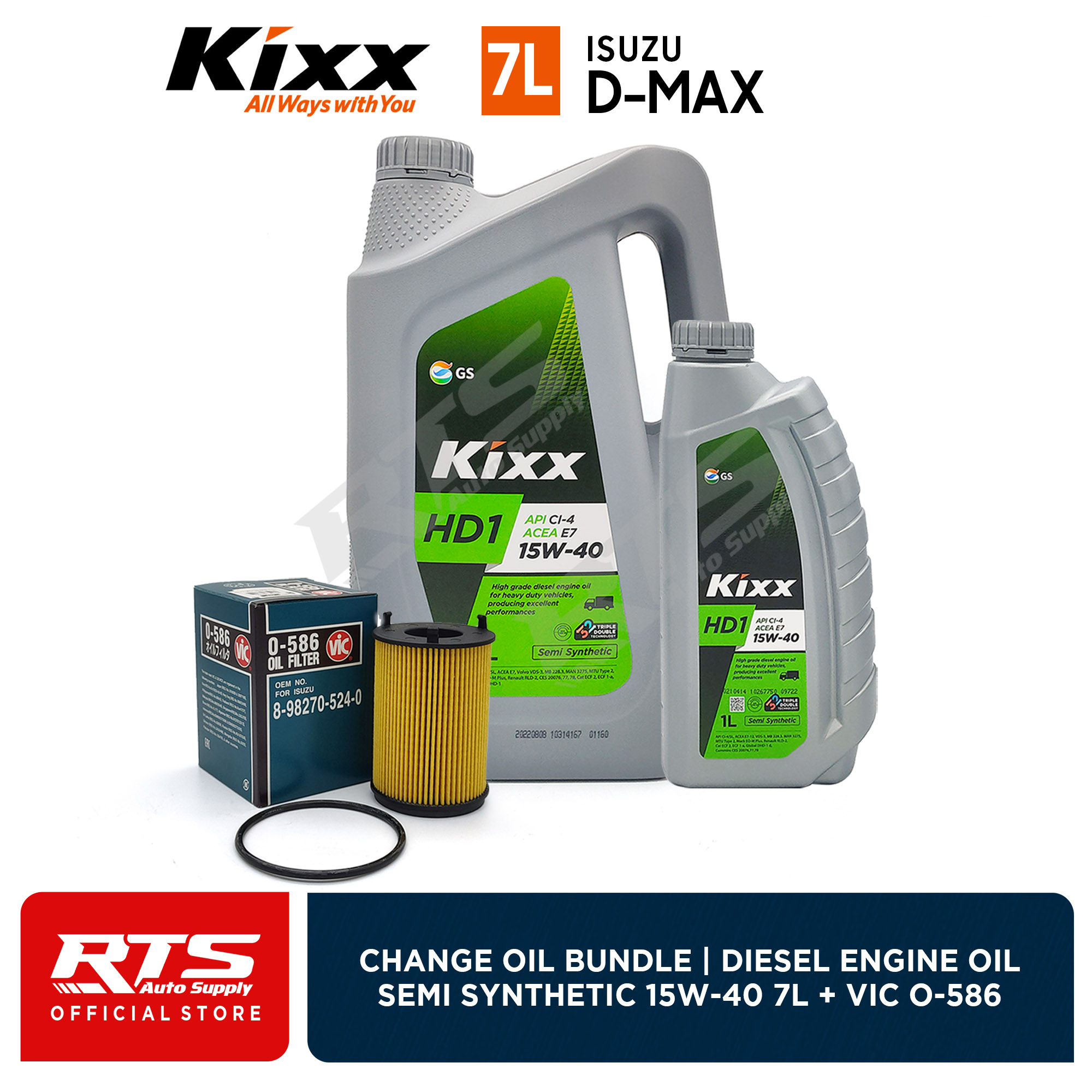 Kixx D1 Fully Synthetic 5w-30 Diesel Change Oil Bundle Set Isuzu Dmax ...