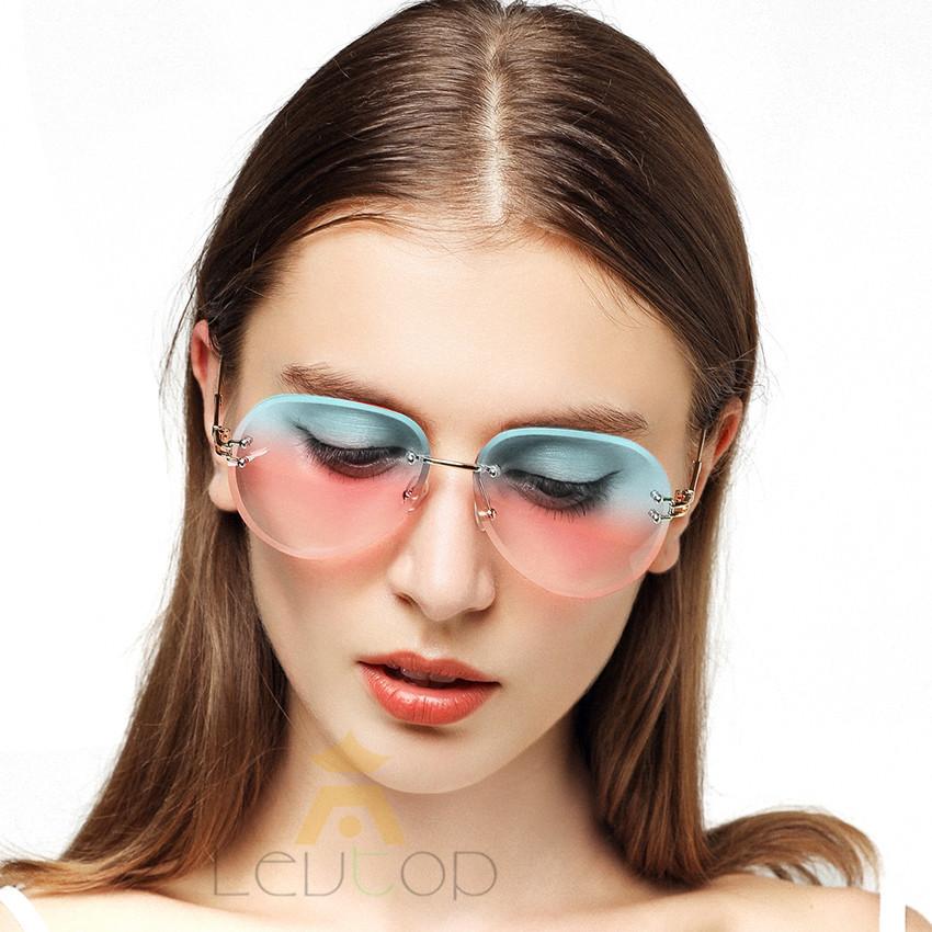 Levtop Fashion Sunglasses Women Polarized Lens Rimless Sun Glasses Frameless Eyewear Gradient 