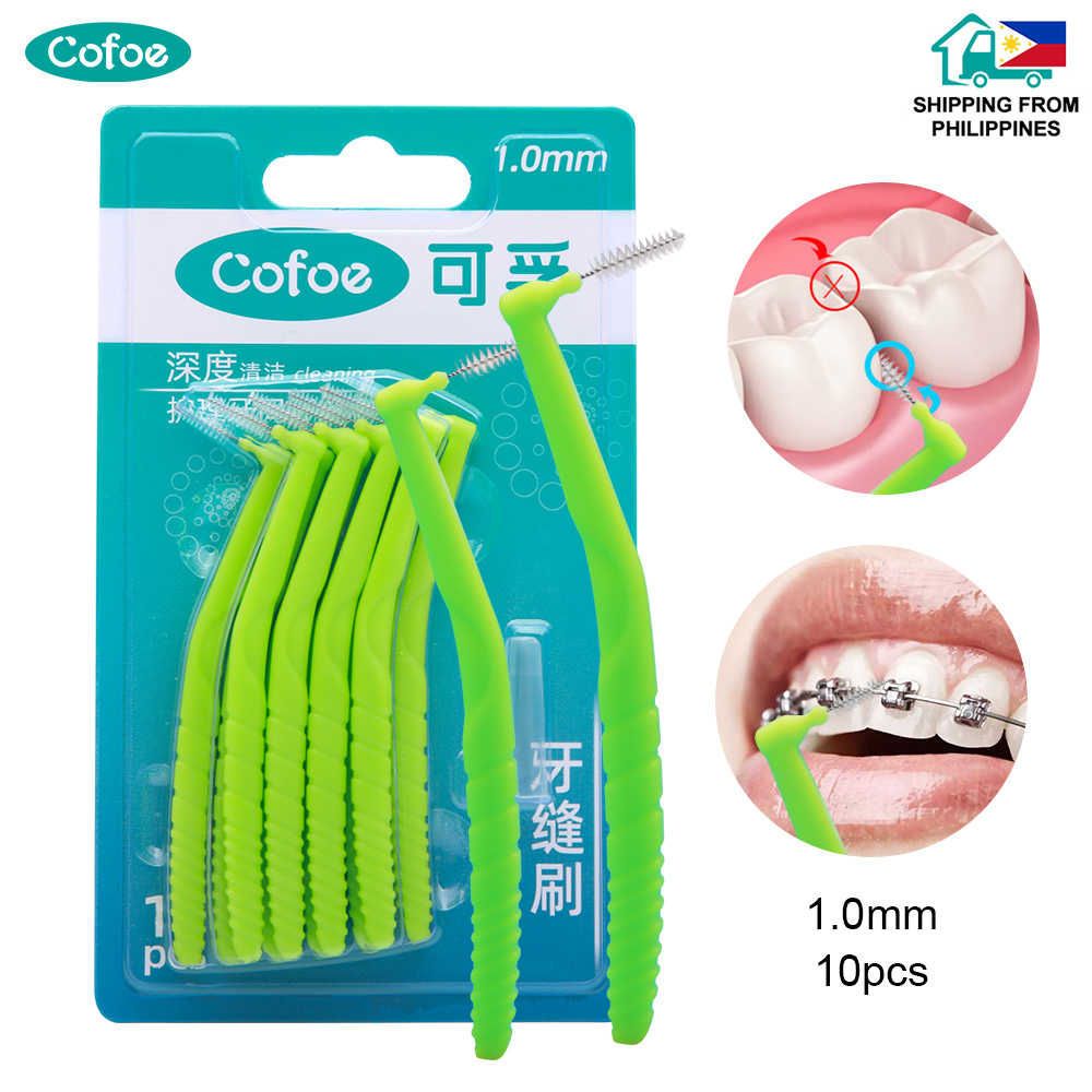 (1mm)Cofoe 10pcs Interdental Brush Orthodontic Floss Sticks for Brace