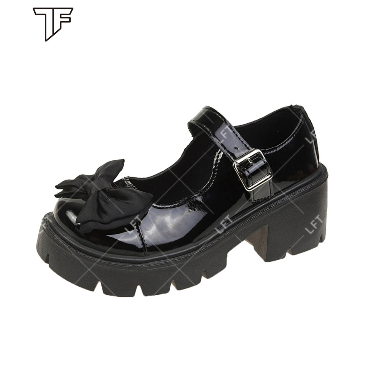 Pinky Black Dark Gothic Skeleton Hand Lolita Mary Jane Shoes