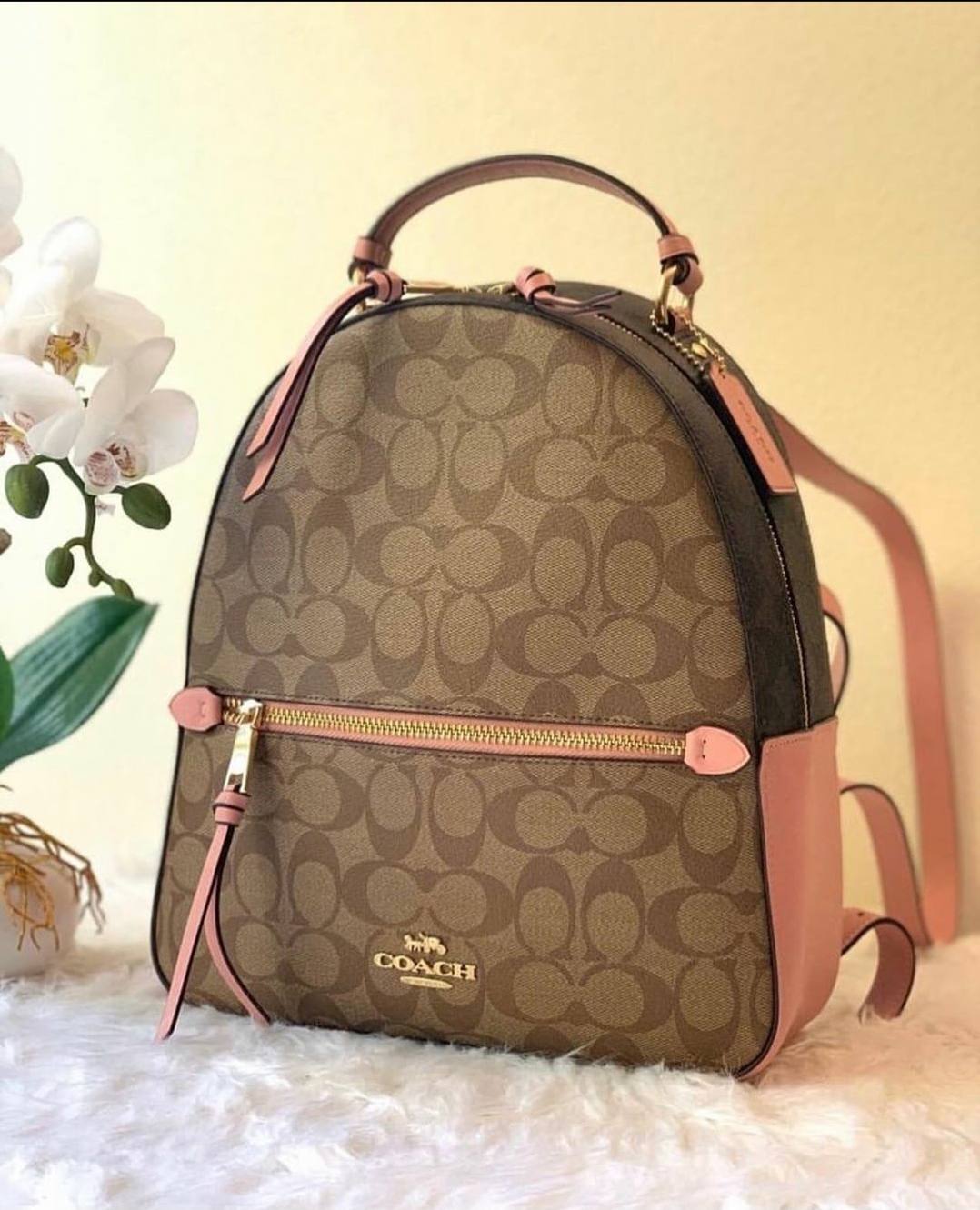 Coach pink hot sale backpack purse