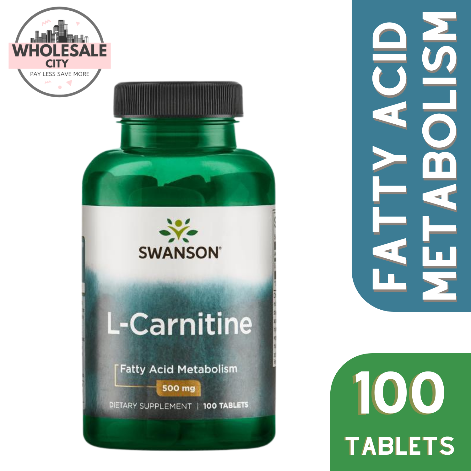 Swanson L Carnitine Fatty Acid Metabolism 500mg 100 Tablets Slimming