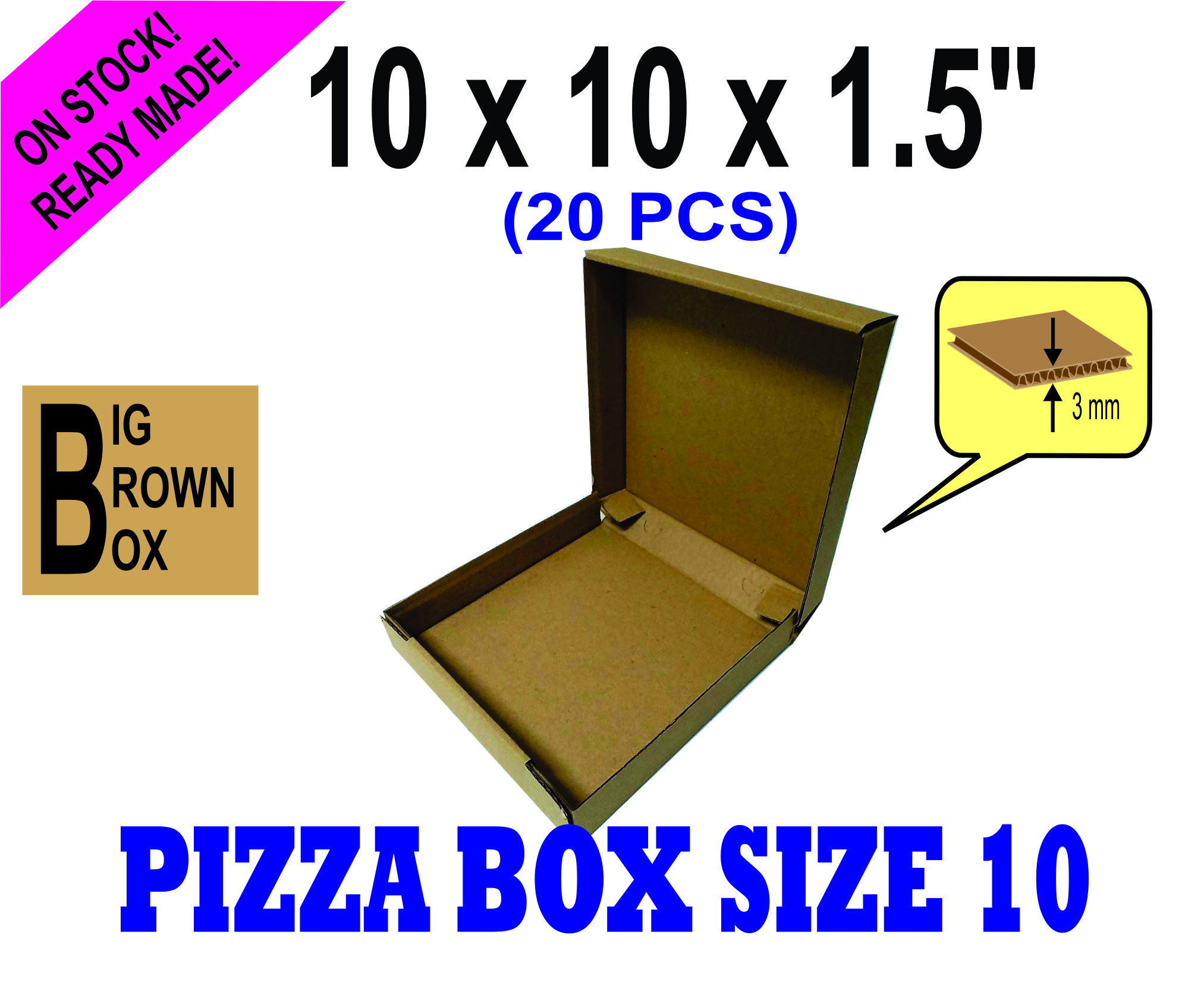 Pizza Box 10 (20 pcs) Food Packaging Corrugated Box Take Away Pizza