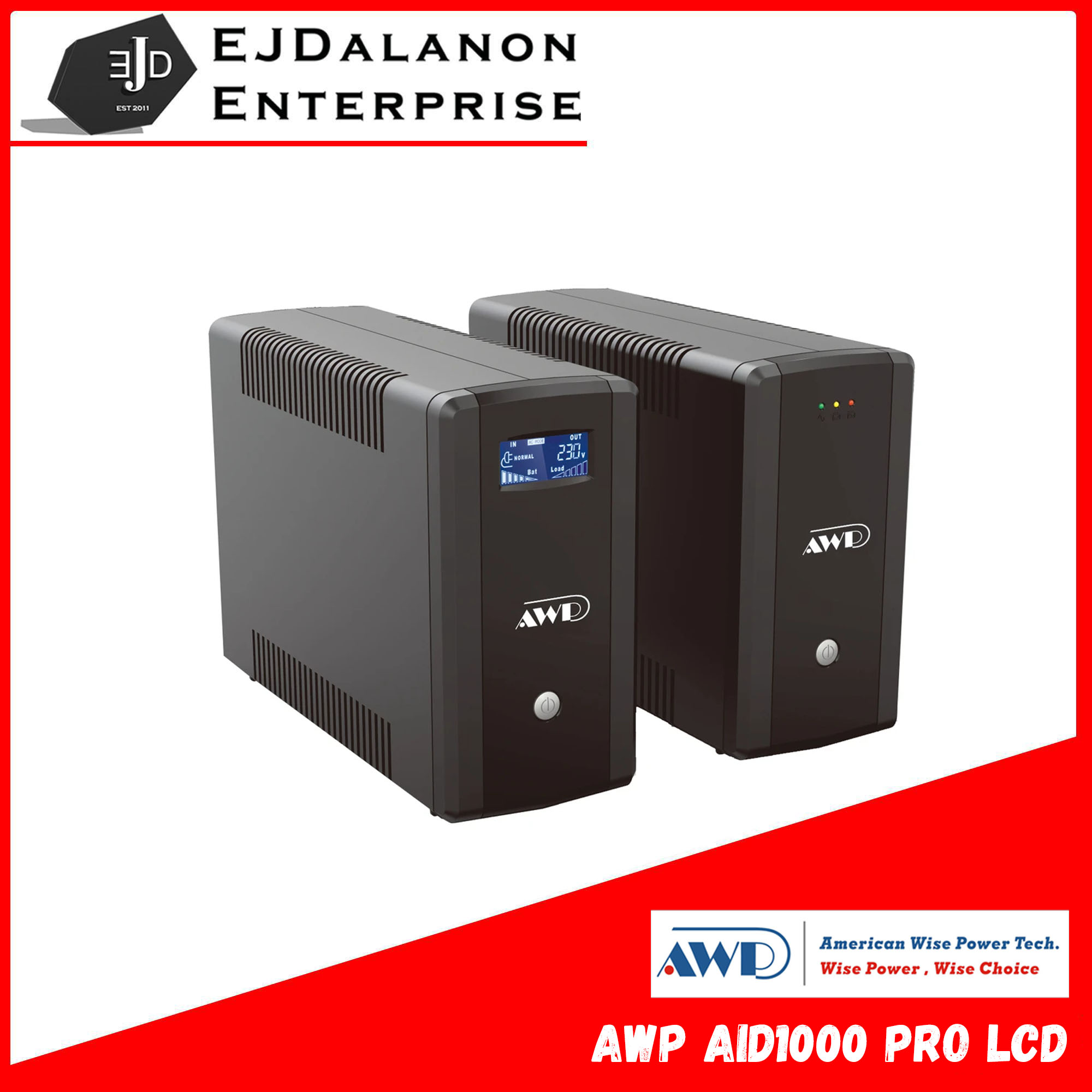AWP AID1000 Pro LCD 600W1000VA UPS with AVR Uninterruptible Power