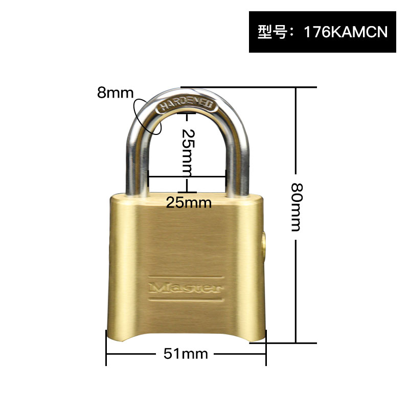 MasterLock brass combination lock 176KA outdoor flush padlock with