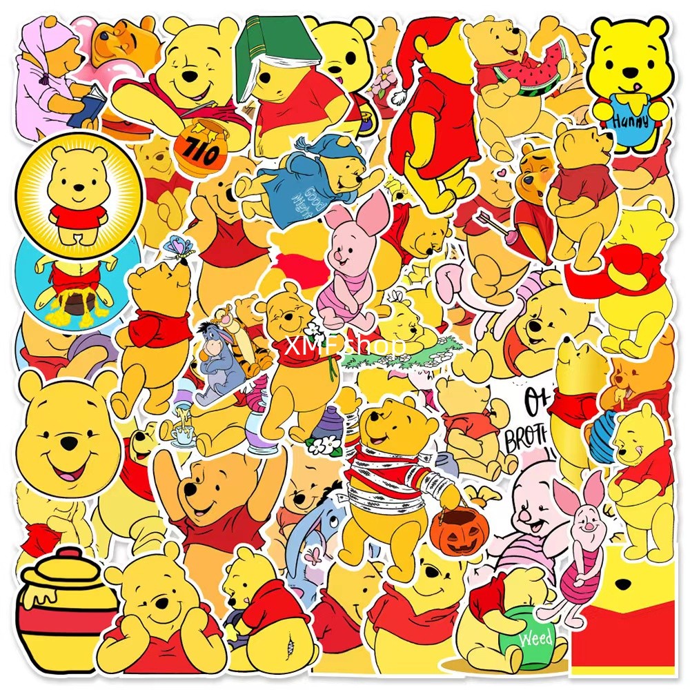 AS.50pcs|Winnie the Pooh Waterproof Stickers Anime Graffiti Scrapbook ...