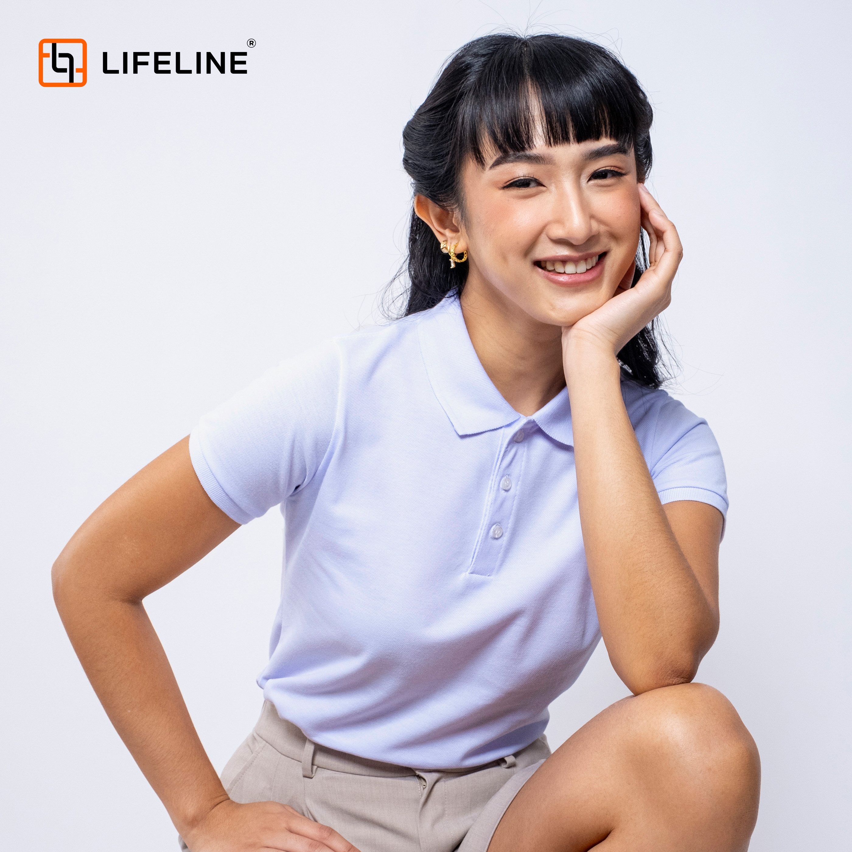 Lifeline Womens Polo Shirt (White Blue Ice Aqua Royal Blue