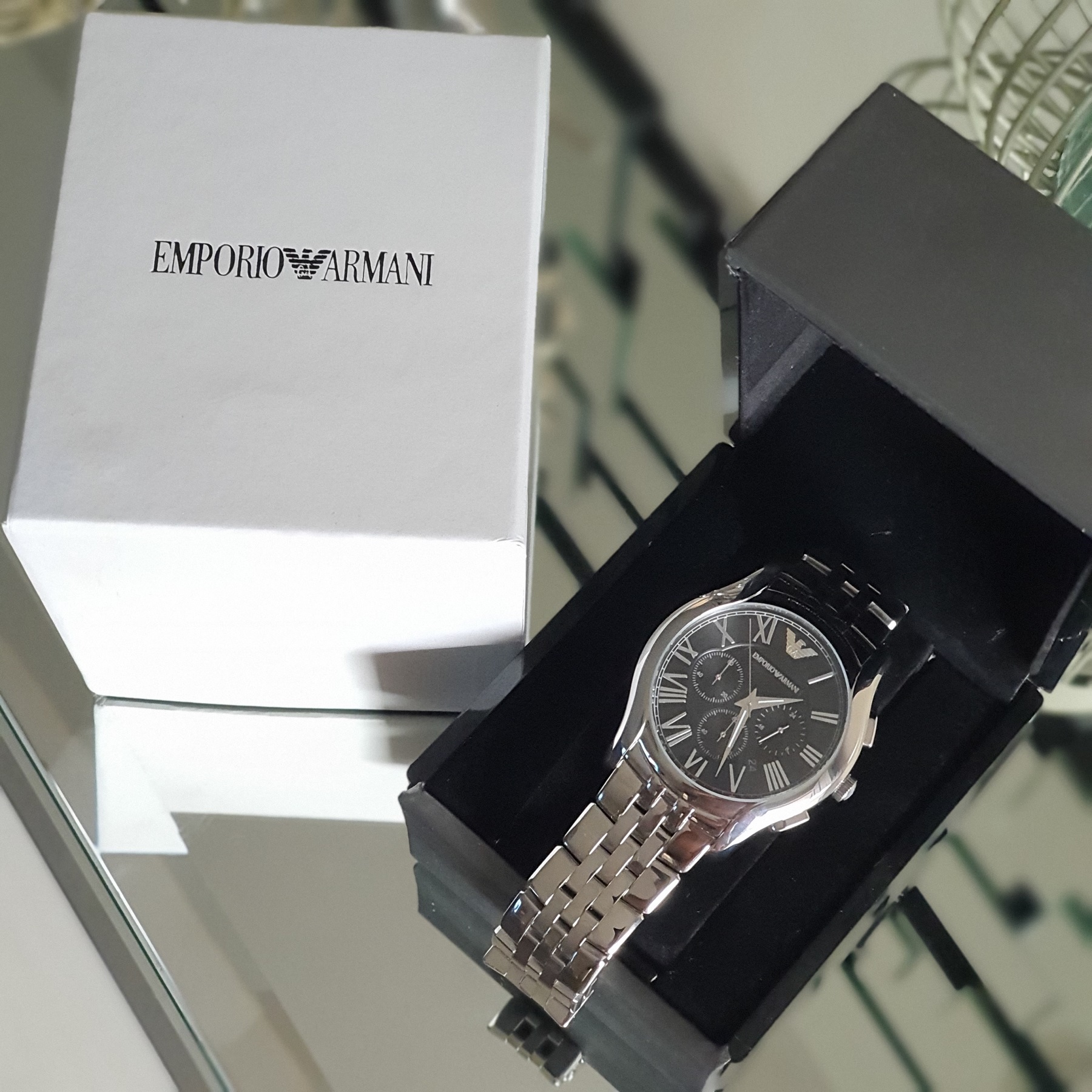Guaranteed Authentic Emporio Armani Classic Chronograph Black Dial ...