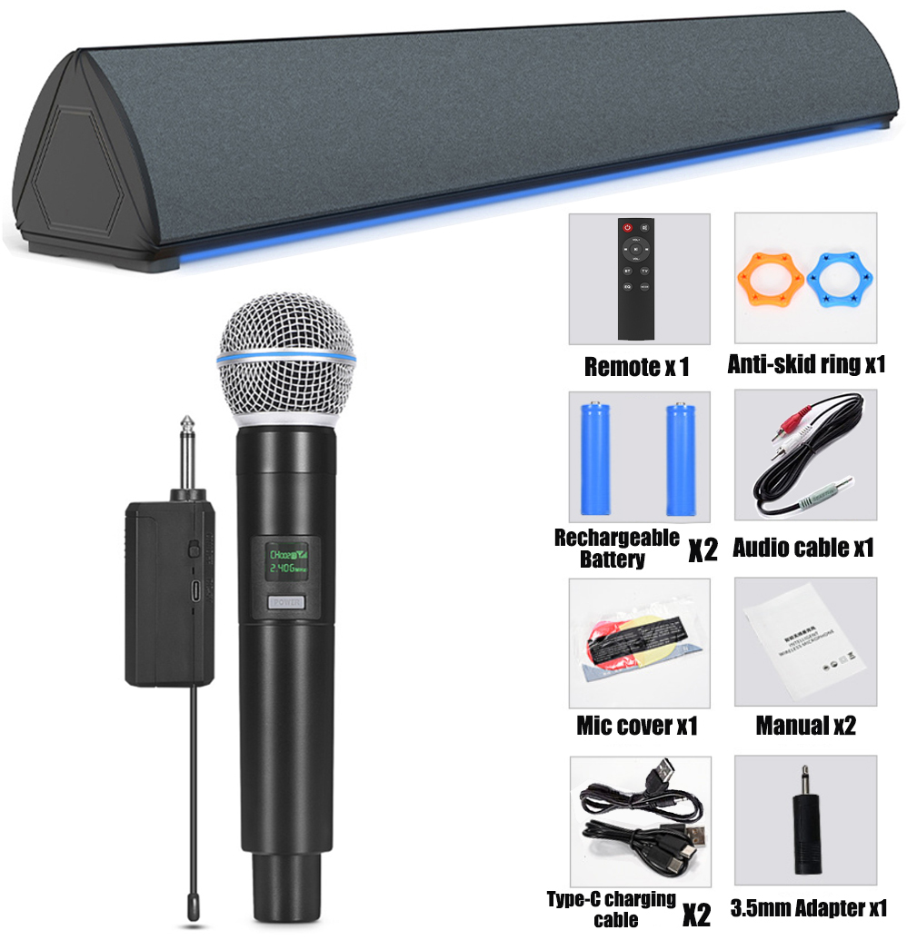 Rsionch Sound Bar Karaoke with Microphone ,20W Bluetooth Speaker for