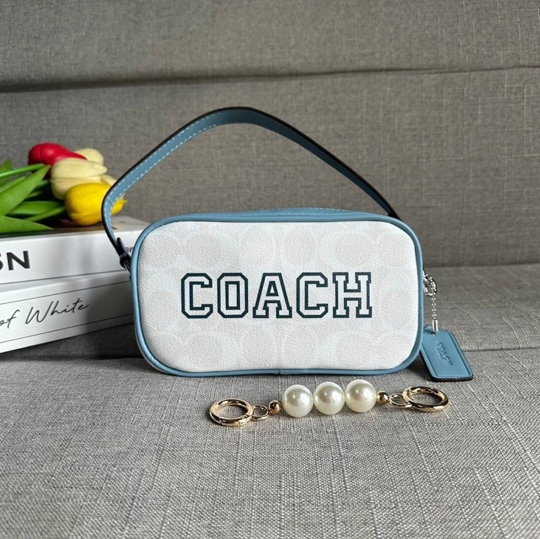 Coach CB851 Jamie Wristlet In Signature Canvas With Varsity Motif NET Org  $178