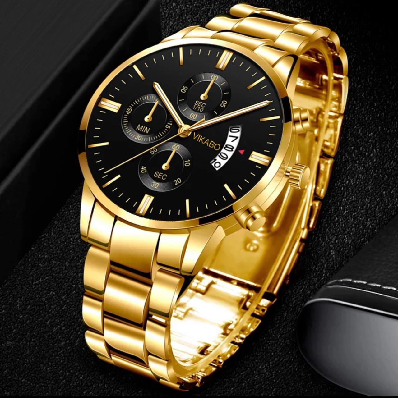 Analog With Calendar Date Quartz Stainless Steel Vikabo Men