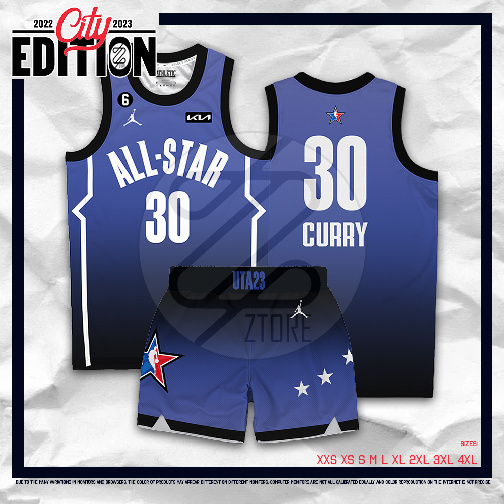 ZTORE ALLSTAR 2023 NBA JERSEY AND SHORT Stephen Curry Full Sublimation  Premium (BLUE BLACK)