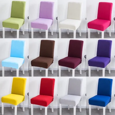 Plain Color Chair Cover Spandex Stretch Elastic Dining Seat Cover