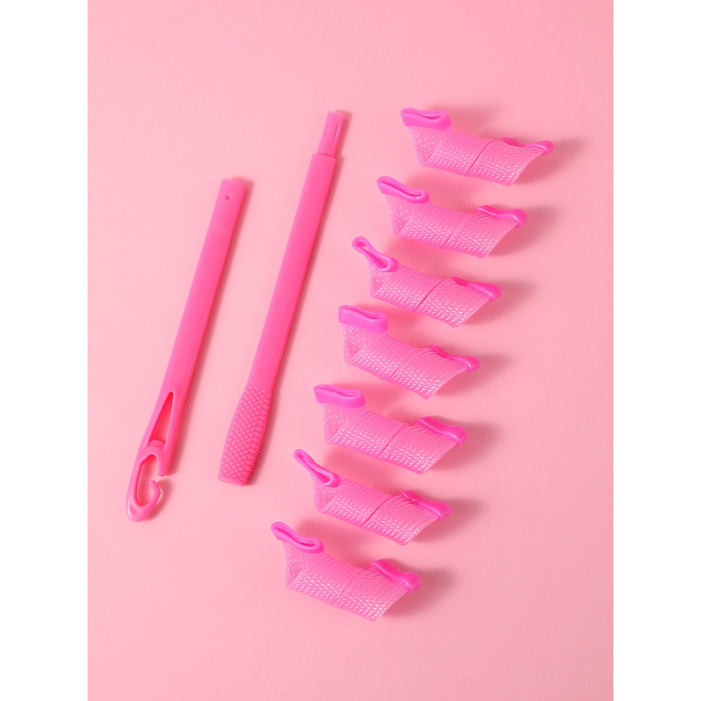 Miniso Hair Rollers Hair Curler 7 Pack Pink/Blue/Green/Hot Pink Long