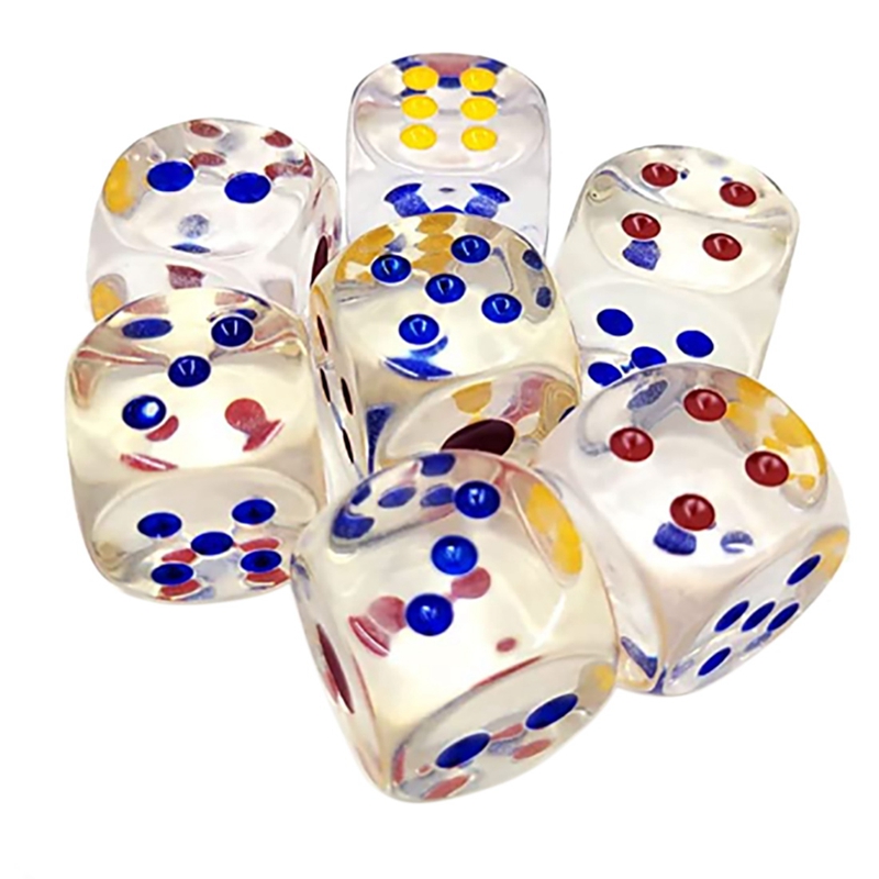 25mm Jumbo Dice with Colored Dots,6Sided Transparent Dice,Fun SixSided Gaming Dice for Farkle