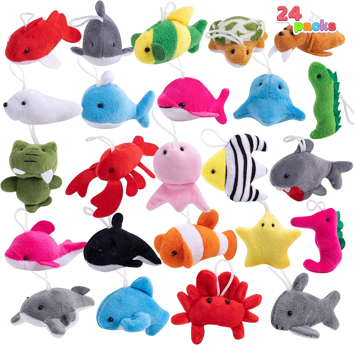JOYIN 24 Pcs Sea Animal Plush Toys, 3” Stuffed Sea Animal Bulk for Kids  Birthday Party Favors, Basket Stuff, Pinata Fillers, Goodie Bag Fillers,